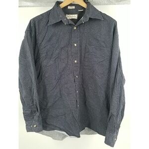 Crossings Shirt Mens L Large Blue Striped Cotton Peached Long Sleeve Button-Down